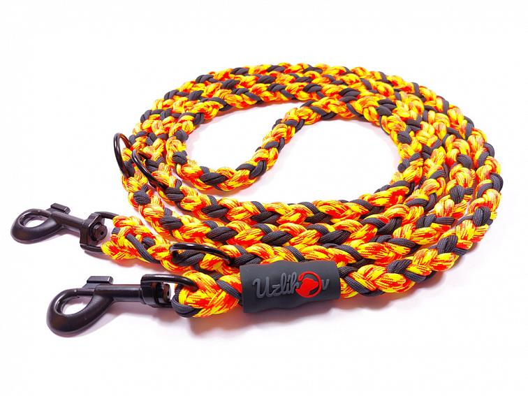 Vodítko paracord 220 cm přepínací KLASIK NEON COLOR žlutooranžové