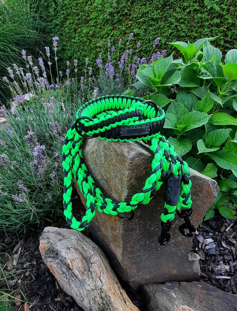 Vodítko paracord 220 cm přepínací KLASIK NEON COLOR zelené