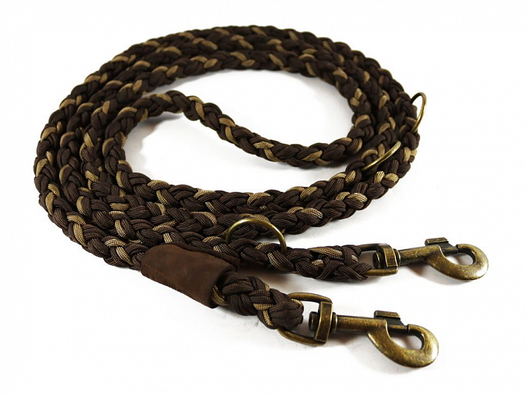 Vodítko paracord 220 cm přepínací KLASIK CHOCO čokoládové