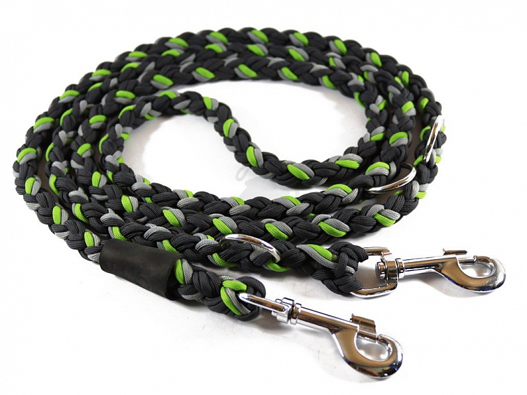Vodítko paracord 220 cm přepínací KLASIK GREY zelené