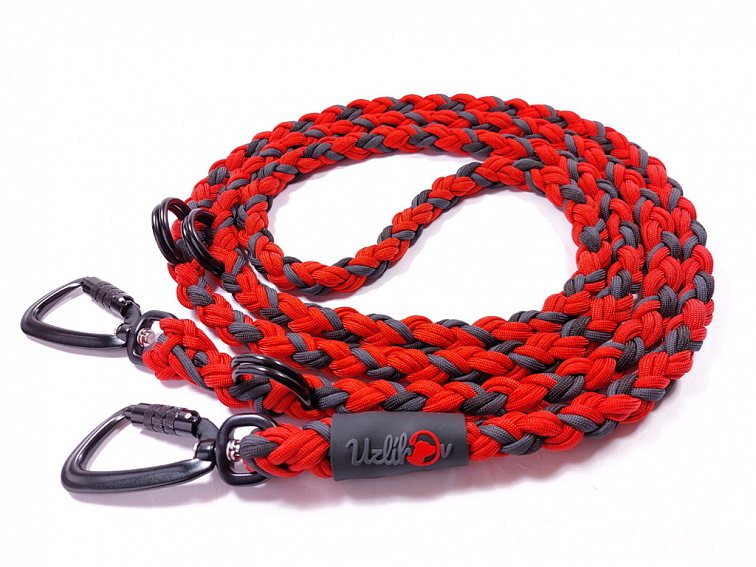 Vodítko paracord 220 cm přepínací TWIST COLOR červené