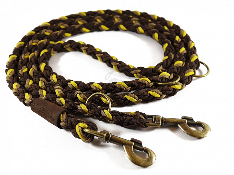 Vodítko paracord 220 cm přepínací KLASIK CHOCO žluté