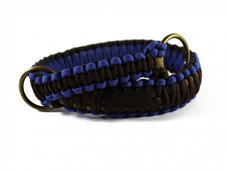 Stahovací obojek paracord KLASIK CHOCO modrý
