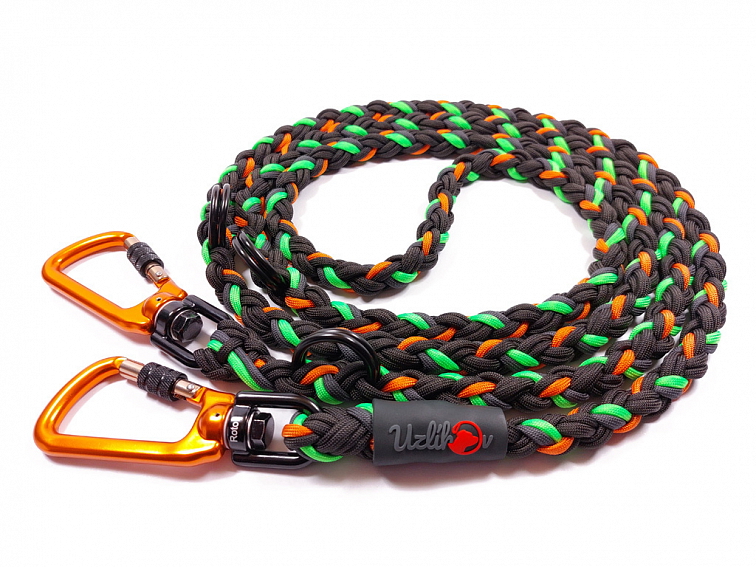 Vodítko paracord 220 cm přepínací HARVEY NEON BLACK zelené