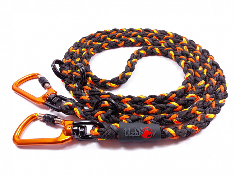 Vodítko paracord 220 cm přepínací HARVEY NEON BLACK žlutooranžové