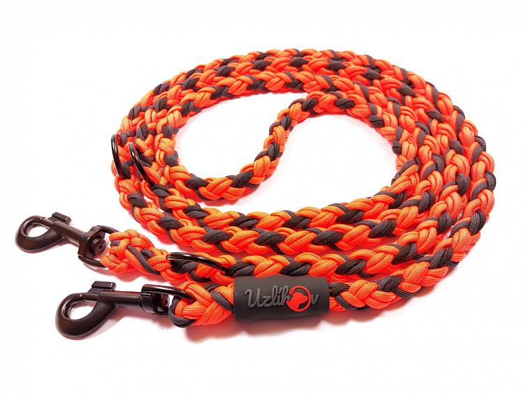 Vodítko paracord 220 cm přepínací KLASIK NEON COLOR oranžové