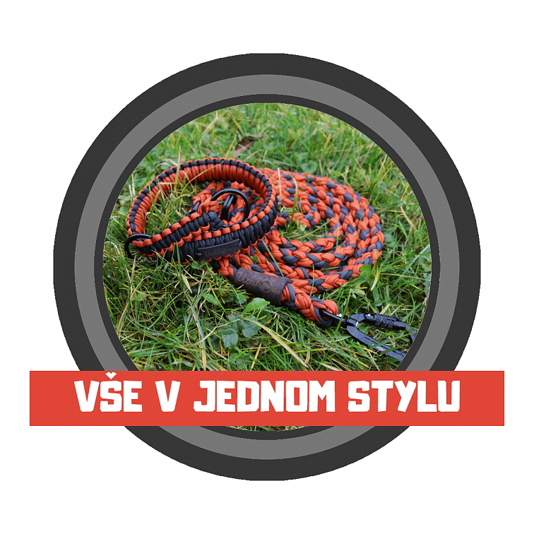 Stahovací obojek paracord KLASIK BROWN žlutý