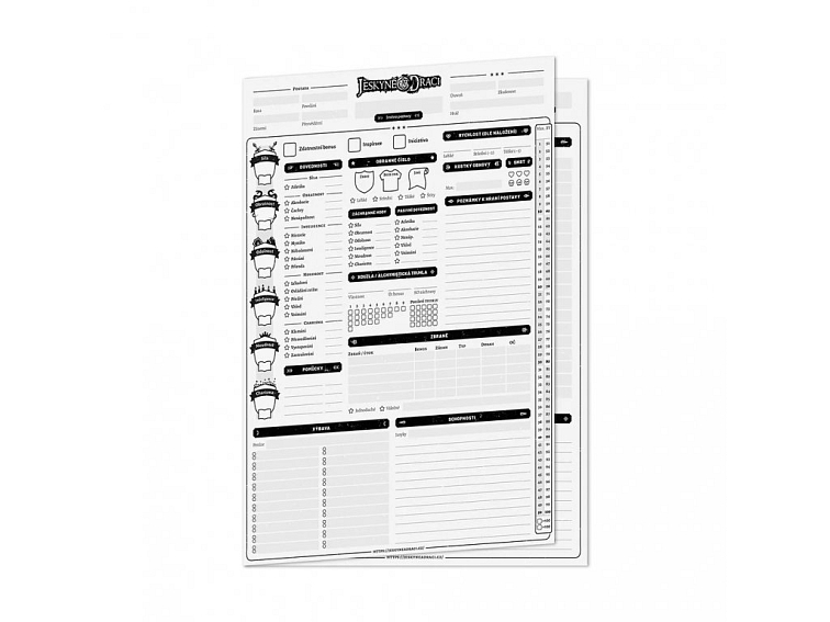 Jeskyně a draci - karta postavy