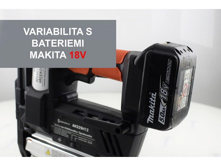 Aku sponkovačka a hřebíkovačka AKS29H12, baterie 4,0 Ah, Spojovače