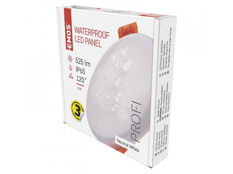 LED koupelnový panel EMOS Dew 8W neutrální denní IP65 kruhový bílý vestavný do podhledu ZV1122
