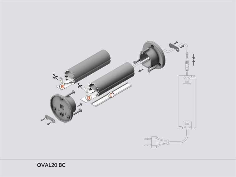 Profil WIRELI OVAL20 BC/ stříbrný elox, 2m (metráž)