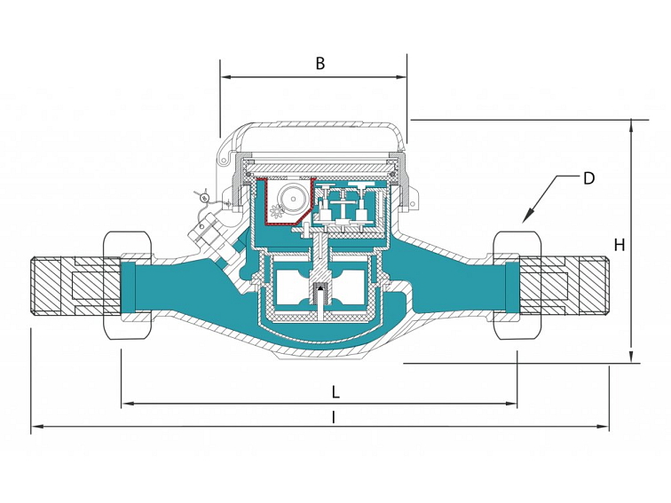 Domovní vodoměr vícevtoký Bmeters, DN20, 50°C