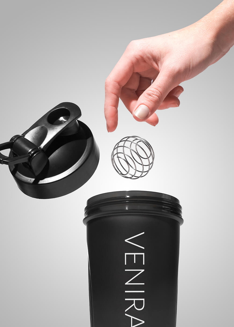 VENIRA shaker PRO s pútkom, čierny