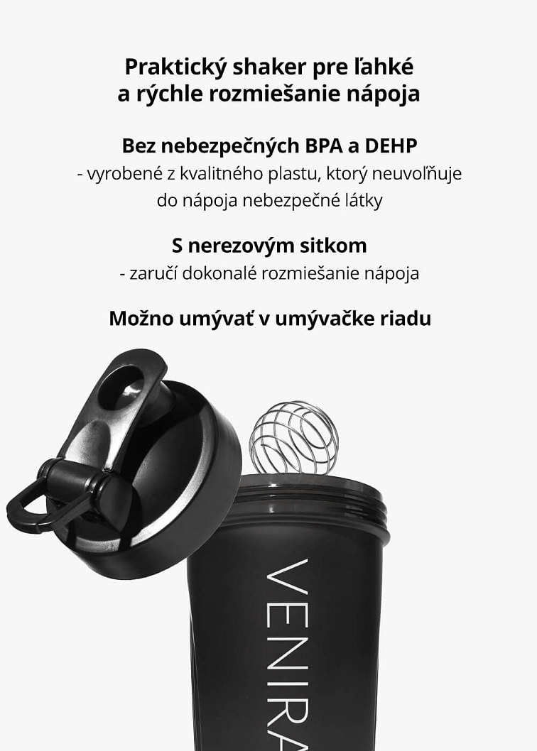 VENIRA shaker PRO s pútkom, čierny