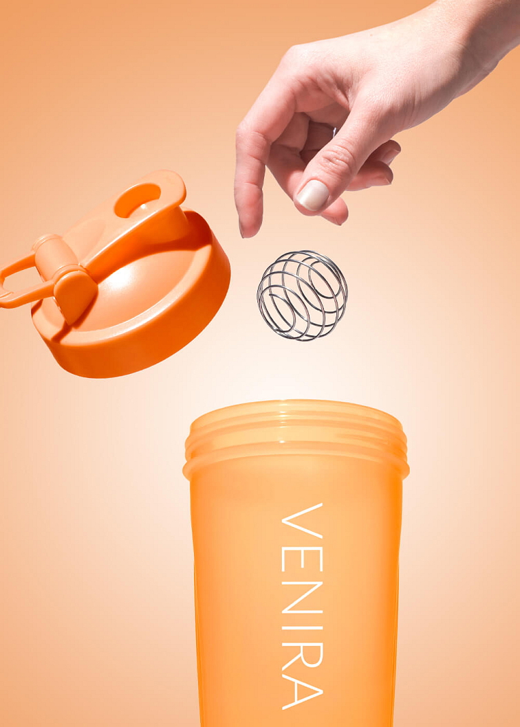VENIRA shaker PRO s pútkom, oranžový