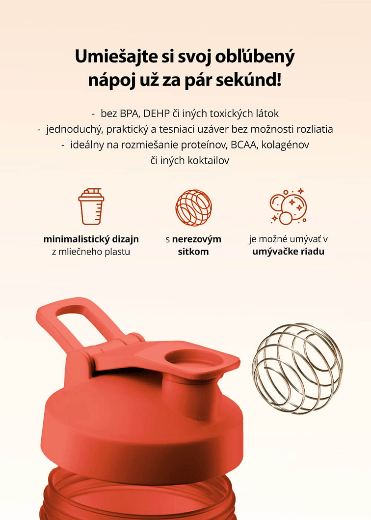 VENIRA shaker PRO s pútkom, svetlo červený