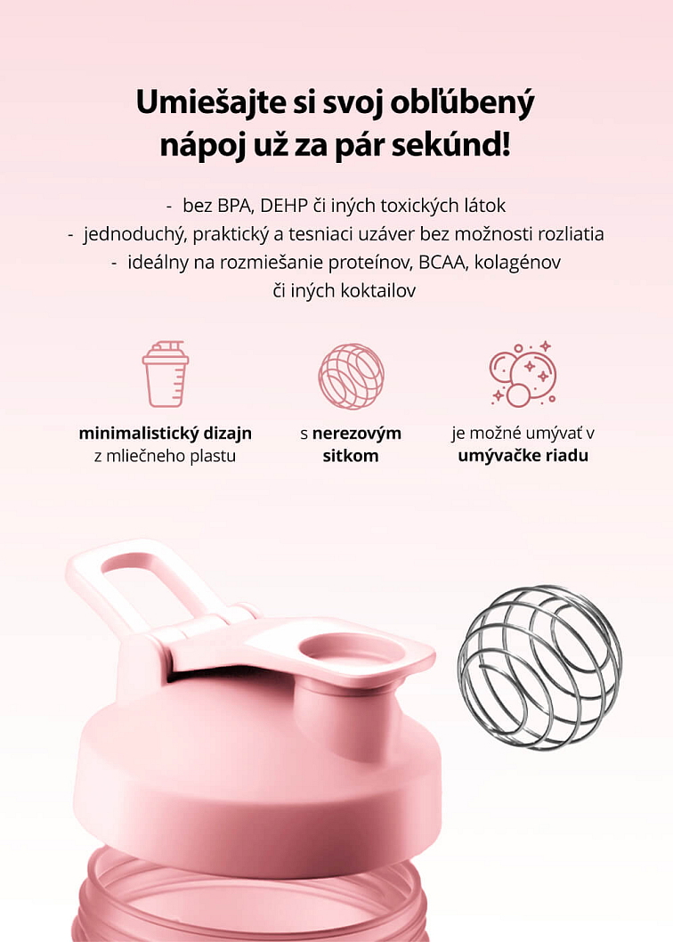 VENIRA shaker PRO s pútkom, ružový