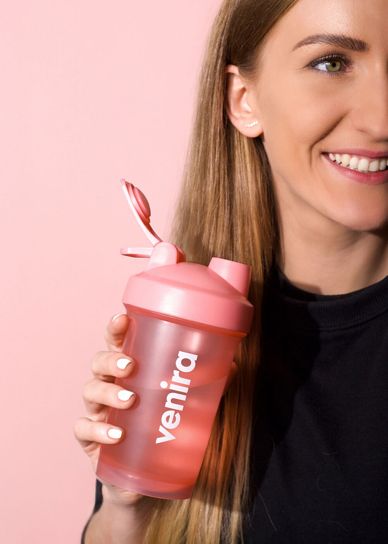 VENIRA shaker PRO s pútkom, ružový