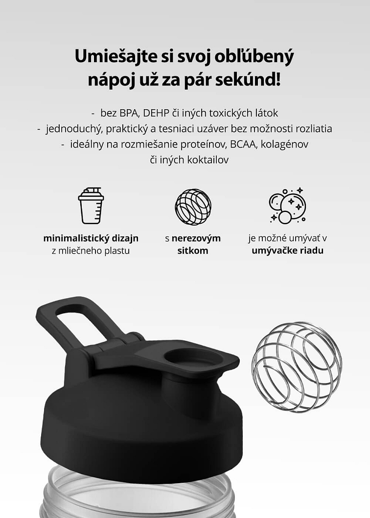 VENIRA shaker PRO s pútkom, čierno-biely