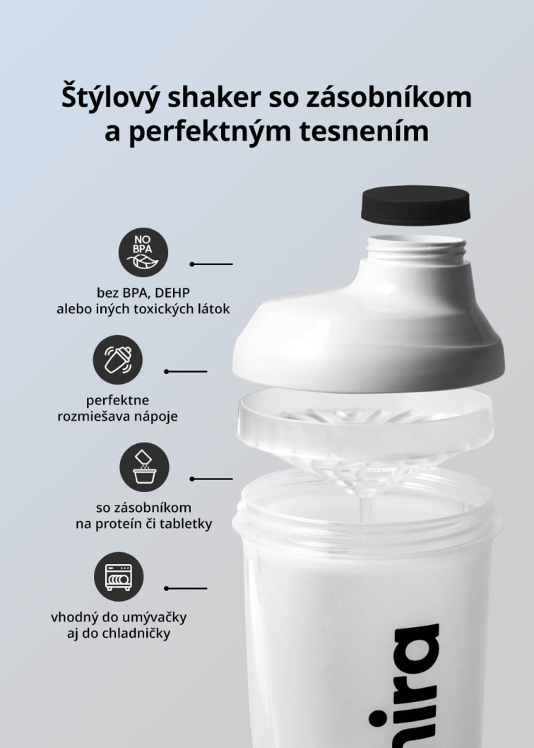 VENIRA shaker s dávkovačom, bielo-čierny, #sypejtotam
