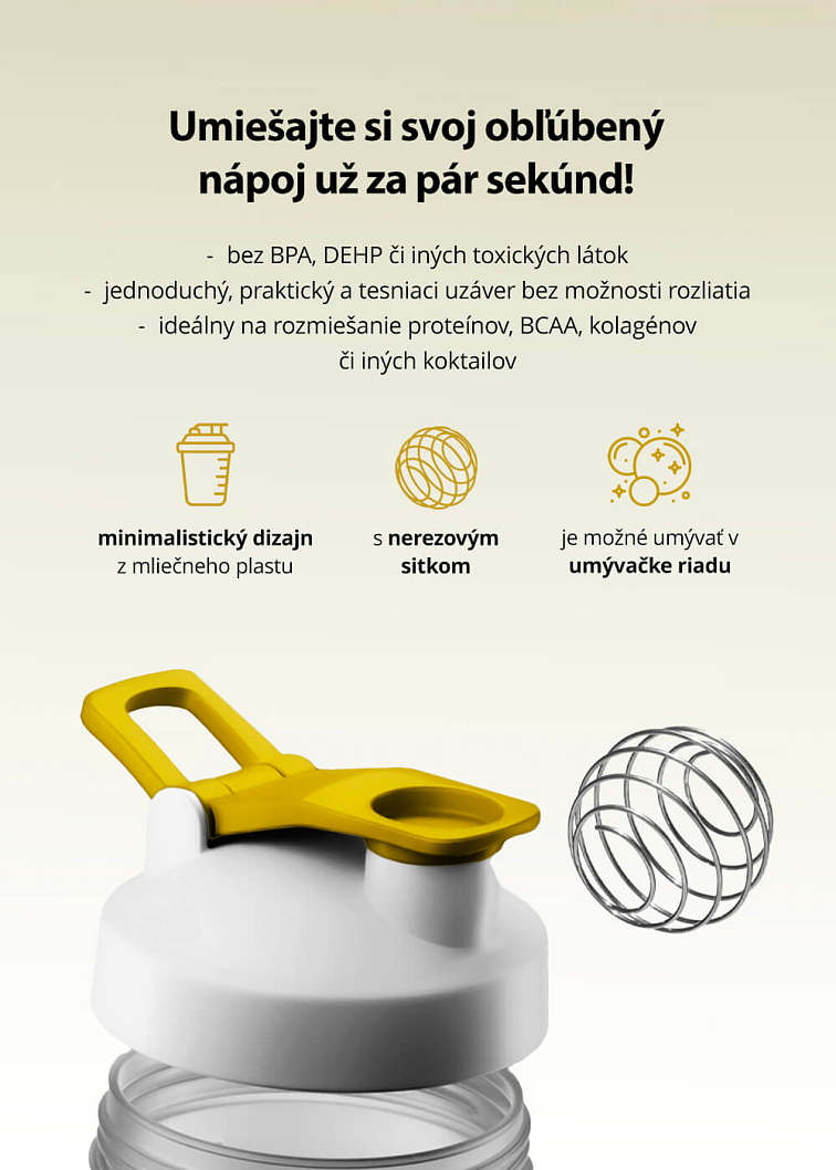 VENIRA shaker PRO s pútkom, bielo-zlatý