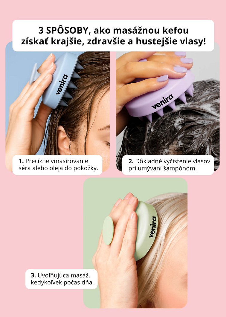 VENIRA stimulačná masážna kefa na pokožku hlavy