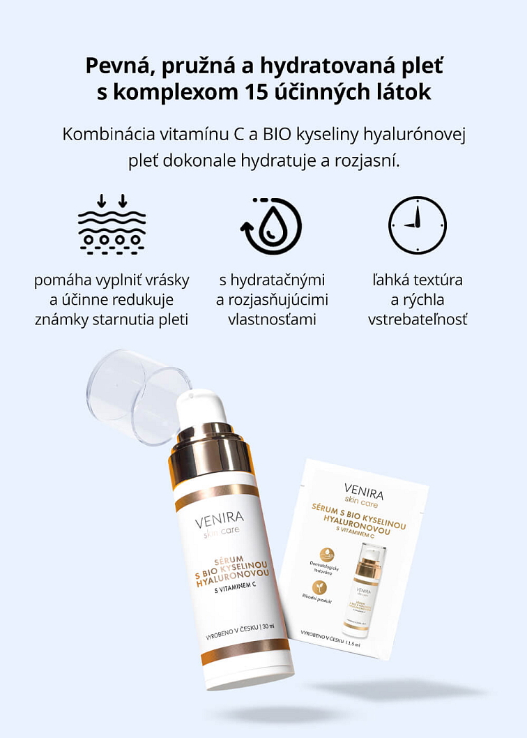 VENIRA sérum s BIO kyselinou hyalurónovou a vitamínom C - vzorka