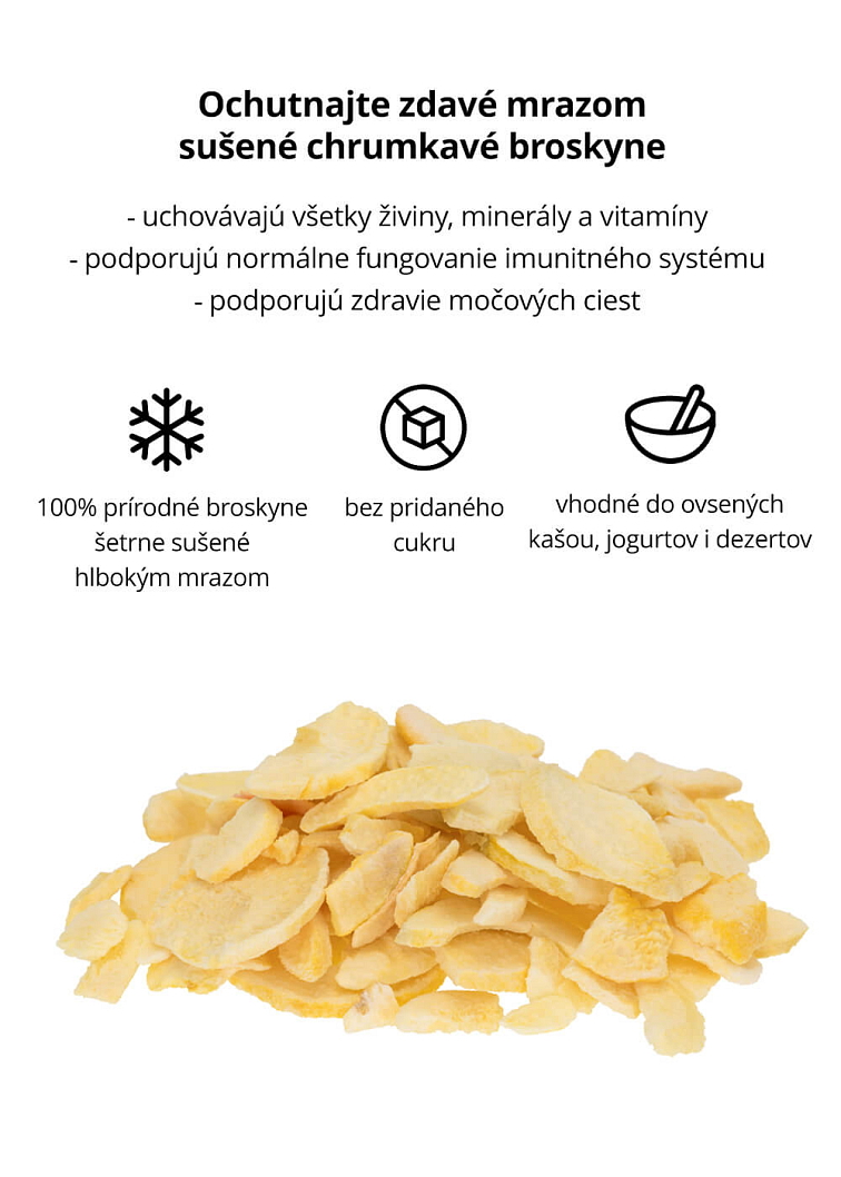 VENIRA lyofilizované broskyne - plátky