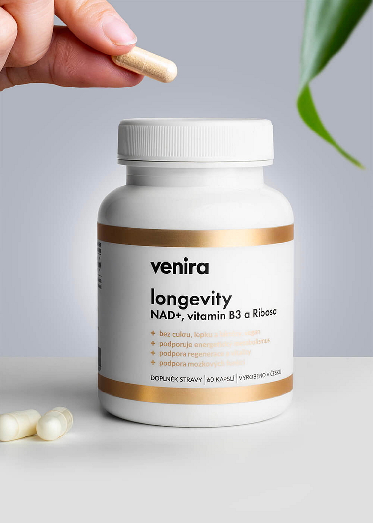 VENIRA longevity - NAD+, vitamín B3 a ribóza