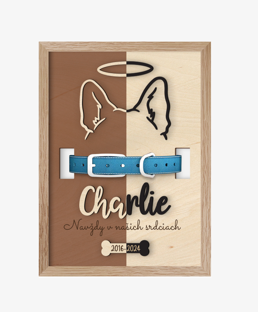 Spomienkový obraz na psa s držiakom na obojok + stojan zadarmo