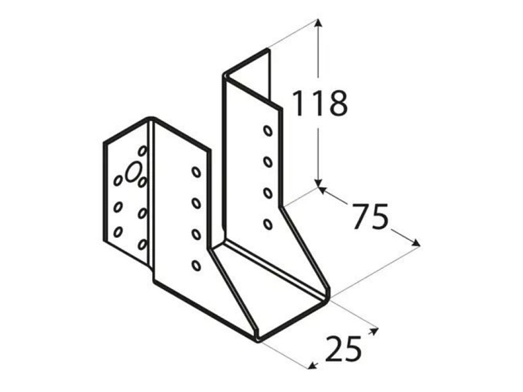 25x118x75x2,0 mm Trámová papuča vonkajšia WB1