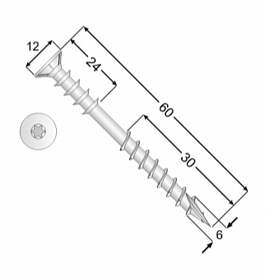 6x110 Dištančná skrutka, TX30
