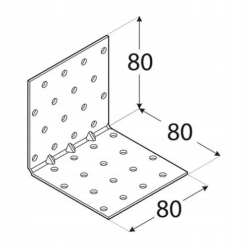 80x80x80x1,5mm Úholník montážny s prelisom KMP9