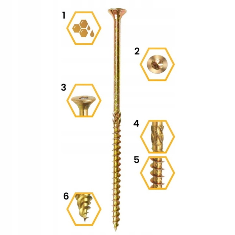 5x120mm - bal/100ks Vruty / Skrutky do dreva so zápustnou hlavou TORX
