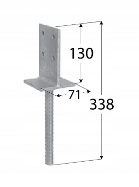 71x338x130 mm - Obojstranná pätka, PSW 70