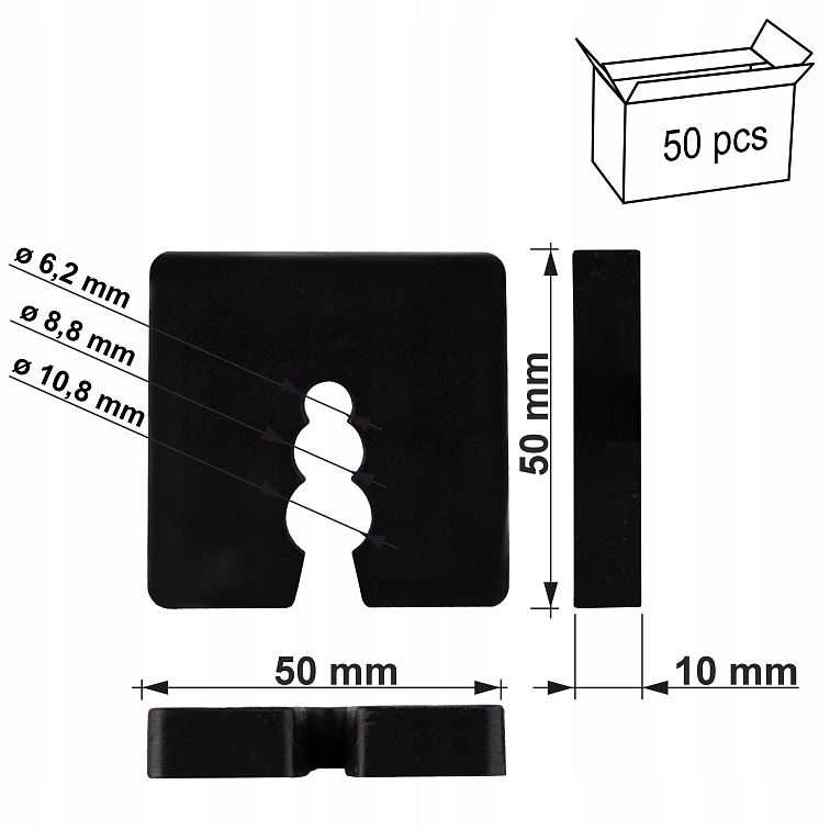10mm - Podložka dištančná plastová 50ks/bal