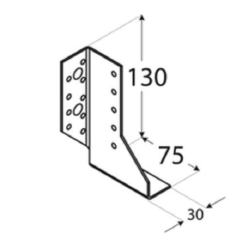 30x130x75x2,0 mm - Trámová papuča delená - ľavá, WBD130 L