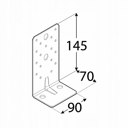 145x70x90x2,5 mm - Uholník s prelisom, KP8