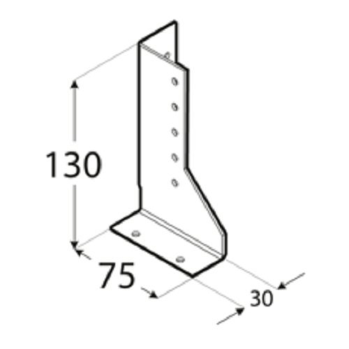 30x130x75x2,0 mm - Trámová papuča delená - pravá, WBD130 P