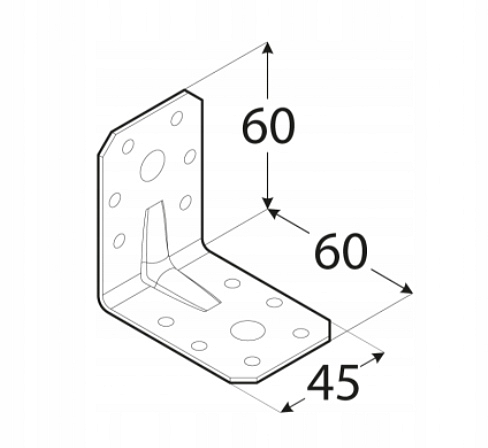 60x60x45x2 mm - Uholník s prelisom, KPL6