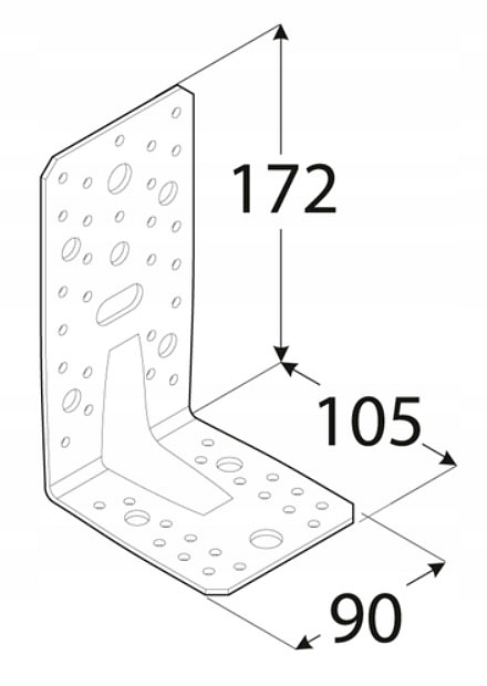172x105x90x3 mm - Uholník s prelisom, KP6