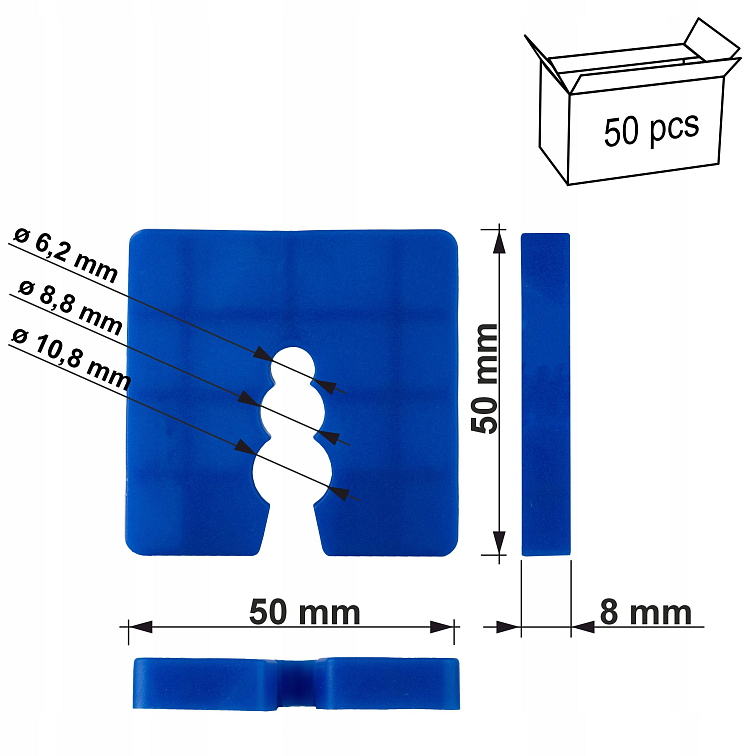 08mm - Podložka dištančná plastová 50ks/bal