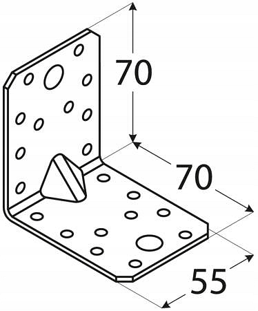 70x70x55x2,5 mm Uholník s prelisom KP4