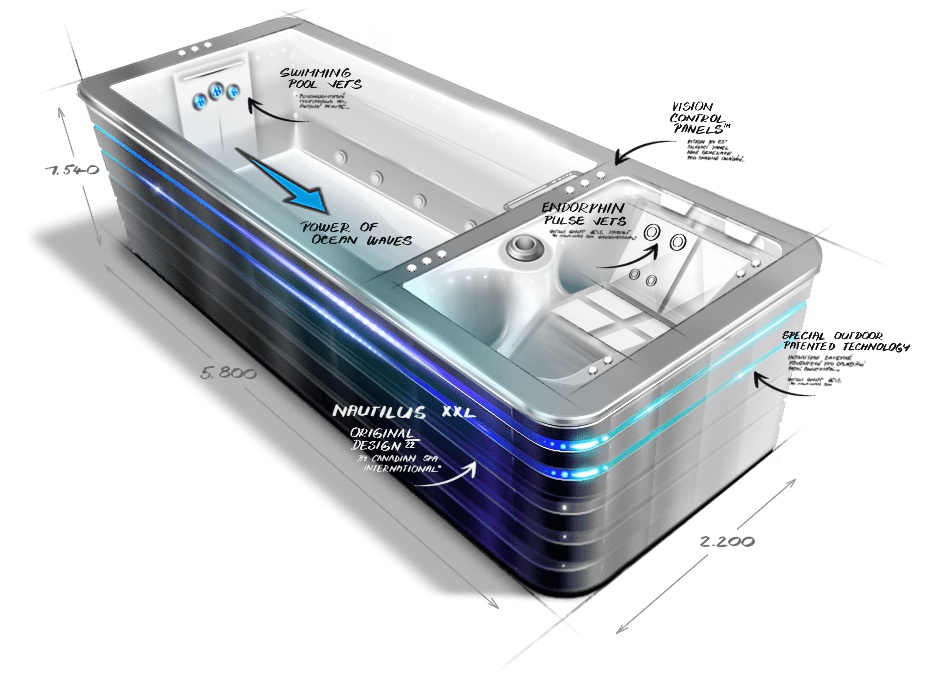 Swim Spa Nautilus XXL až pre 5 osôb 590×225×134 - 8241