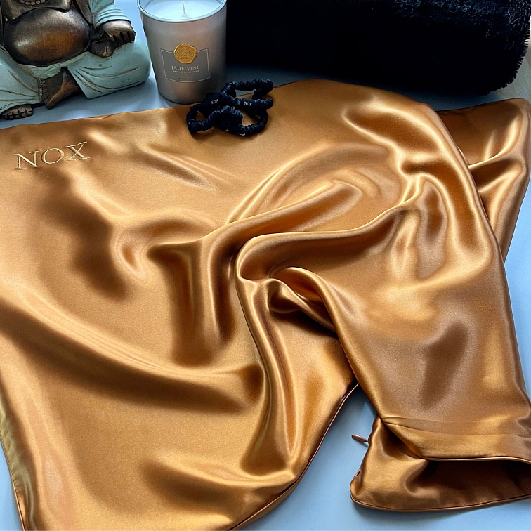 100% hedvábný povlak na polštář NOX® MĚDĚNÁ ZLATÁ - NA ZIP
