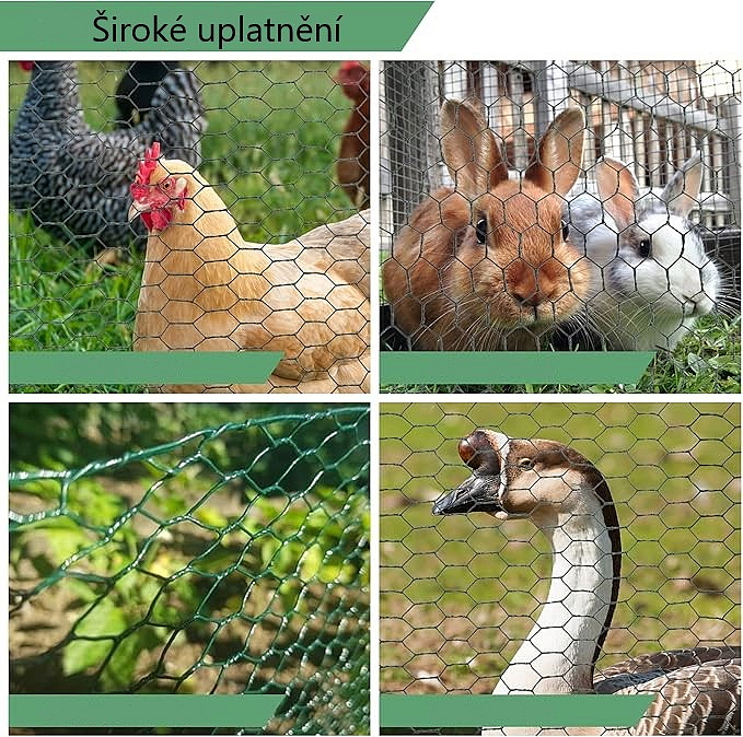 Chovatelské šestihranné pletivo poplastované (Zn + PVC) - oko 13 mm 1000 mm