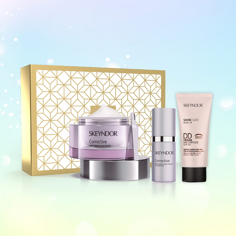 Skeyndor Corrective Set - pleťový krém pro suchou pleť 50 ml + oční krém 15 ml + DD krém 01 40 ml