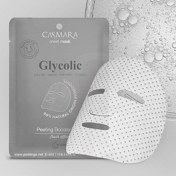 Casmara Sheet Mask Glycolic Peeling Booster Mask - peelingová pleťová maska 1x18 ml