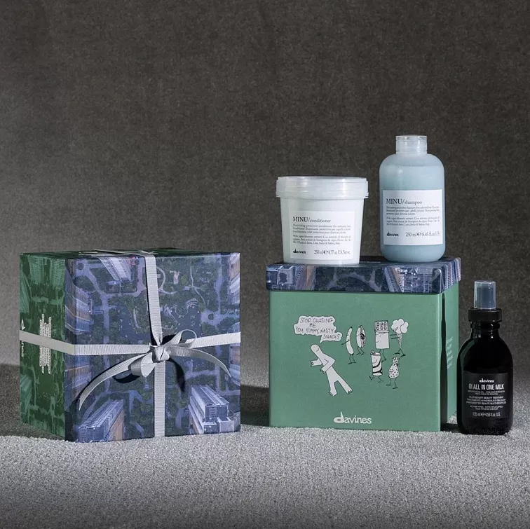 Davines Essential Minu Box Set - šampon 250 ml + kondicionér 250 ml + mléko na vlasy 135 ml