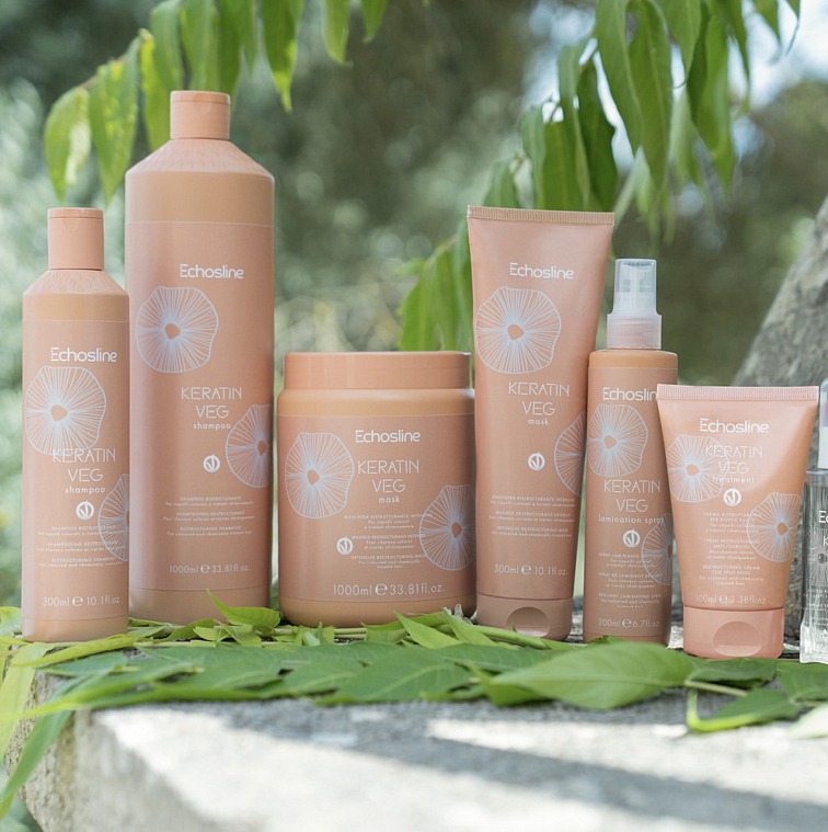 Echosline Keratin Vegan Shampoo - posilující šampon pro barvené a poškozené vlasy